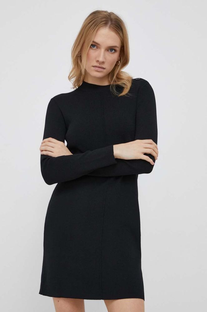 Сукня Sisley колір чорний mini облягаюча (3551398)