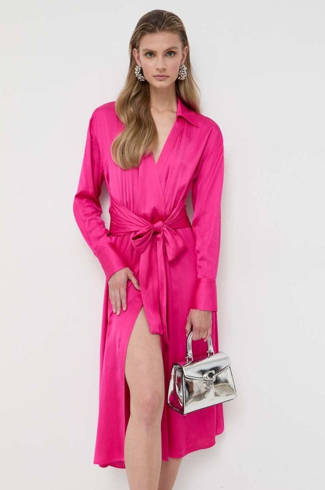 Сукня BOSS колір рожевий midi розкльошена