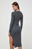 Вовняна сукня Pinko колір сірий midi облягаюча