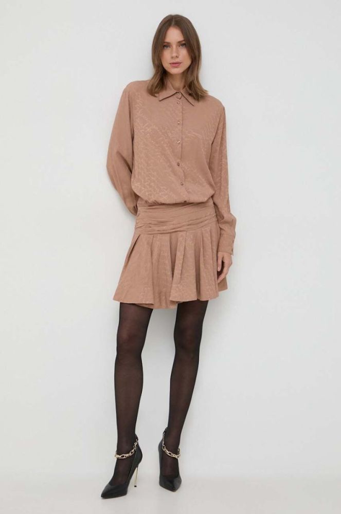 Сукня з домішкою шовку Pinko колір бежевий mini oversize фото 2