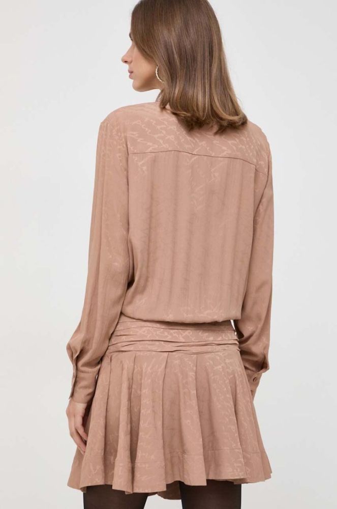 Сукня з домішкою шовку Pinko колір бежевий mini oversize фото 3
