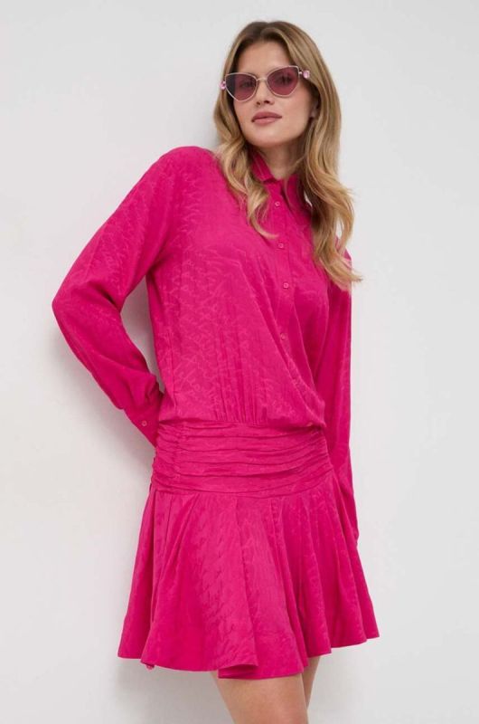 Сукня з домішкою шовку Pinko колір фіолетовий mini oversize фото 2
