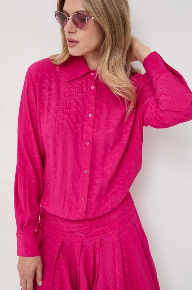 Сукня з домішкою шовку Pinko колір фіолетовий mini oversize фото 5