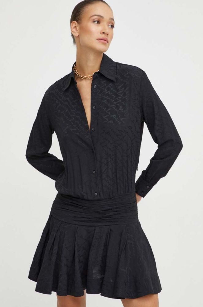 Сукня з домішкою шовку Pinko колір чорний mini oversize фото 2
