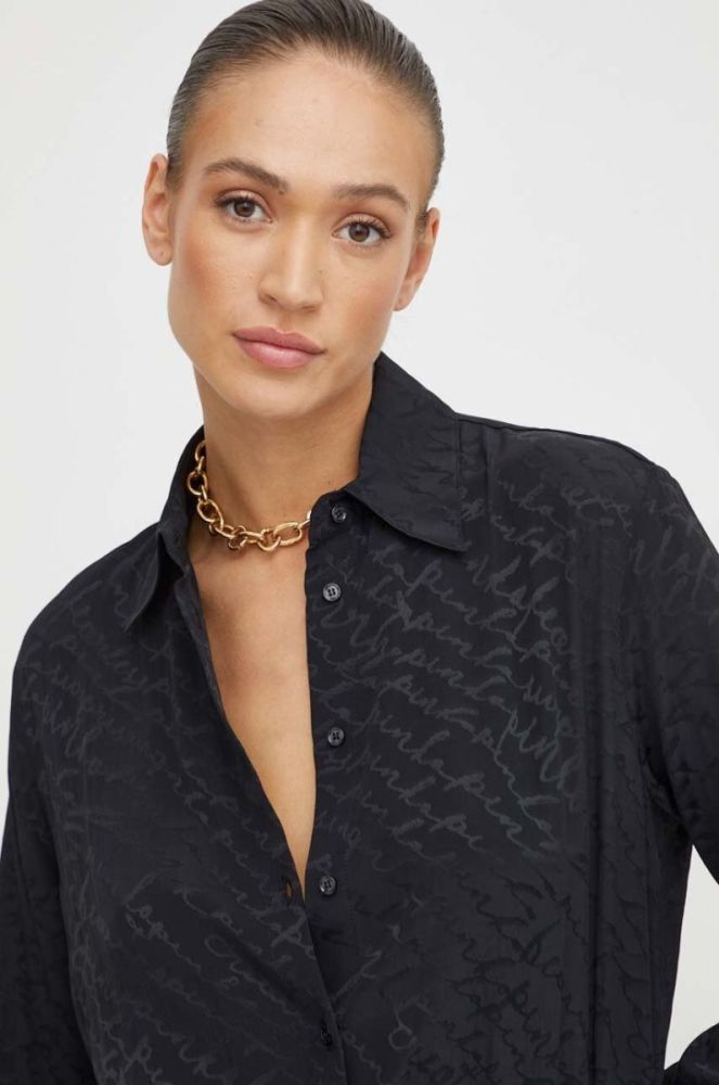 Сукня з домішкою шовку Pinko колір чорний mini oversize фото 4