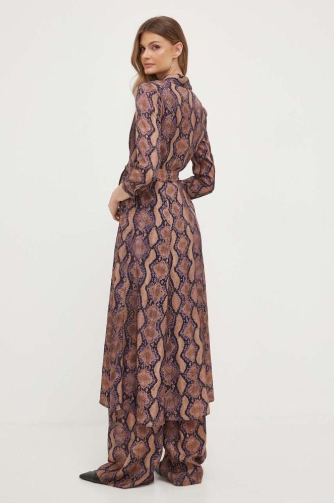 Сукня Pinko колір коричневий maxi розкльошена фото 2