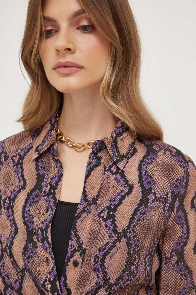 Сукня Pinko колір коричневий maxi розкльошена фото 6