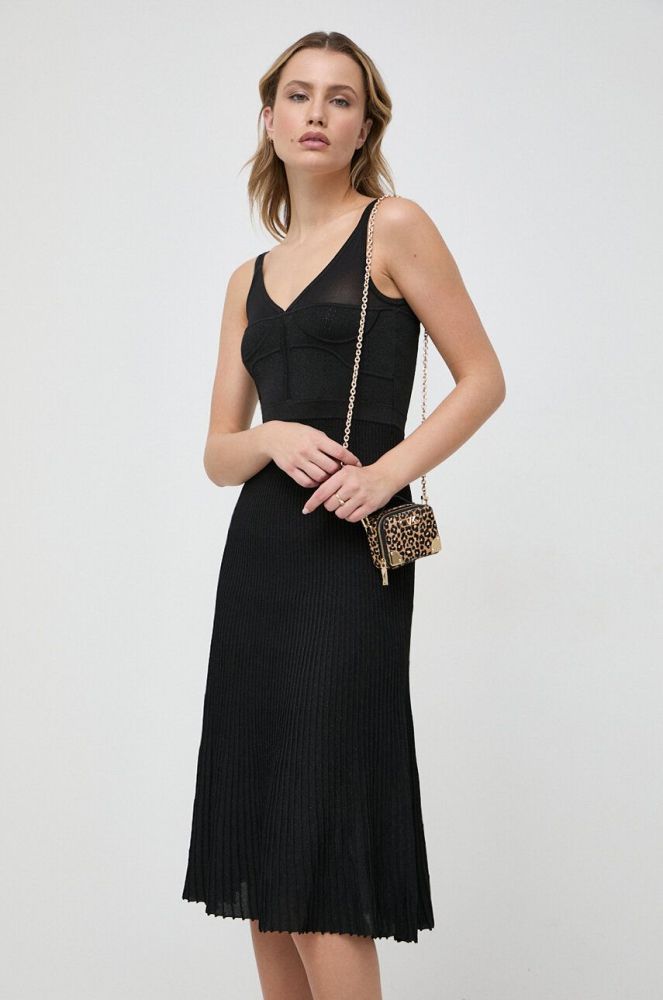 Вовняна сукня Pinko колір чорний midi облягаюча (3560193)