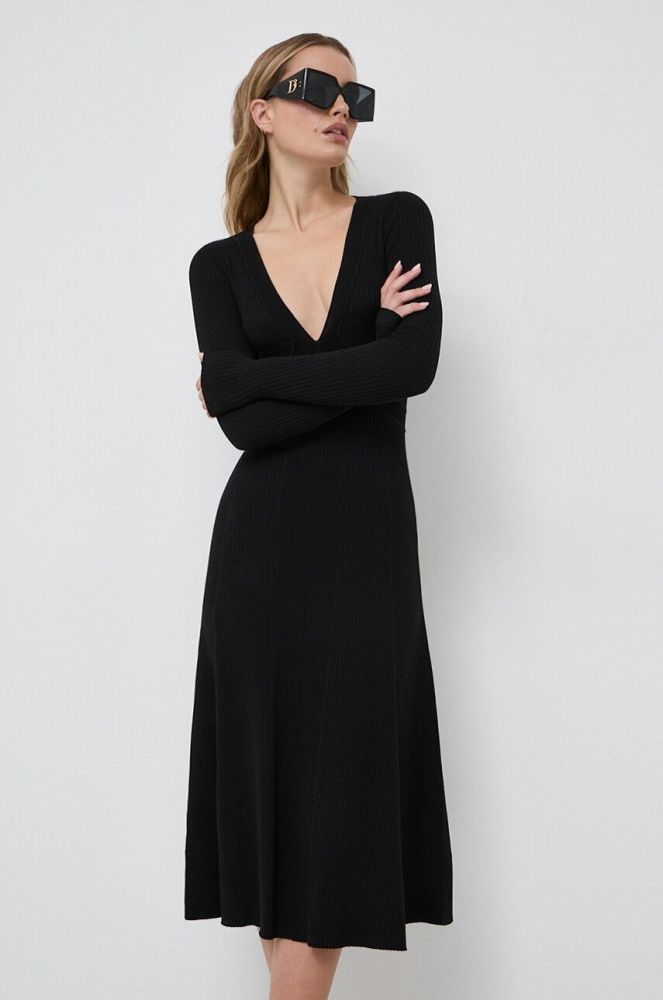 Сукня Pinko колір чорний midi розкльошена (3560201)