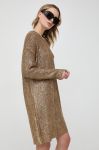 Сукня з домішкою вовни Pinko колір золотий mini oversize