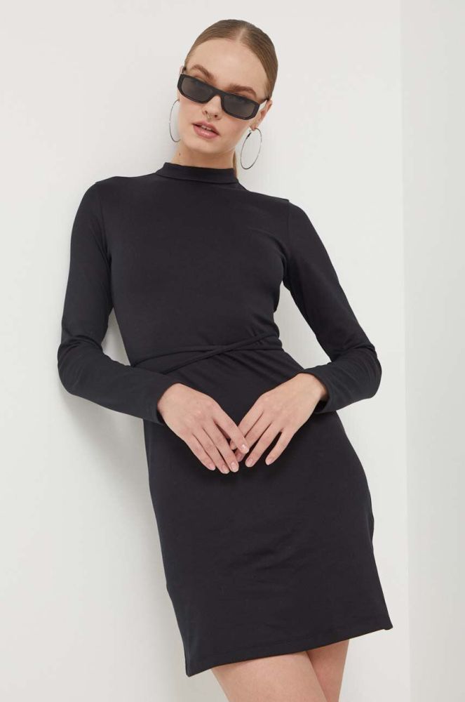 Бавовняна сукня HUGO колір чорний mini облягаюча (3508240)