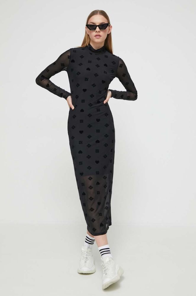 Сукня HUGO колір чорний midi облягаюча (3622274)