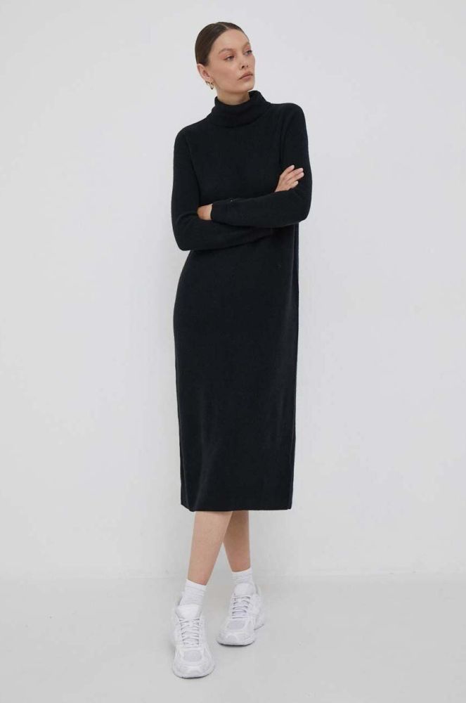 Вовняна сукня Tommy Hilfiger колір чорний midi oversize