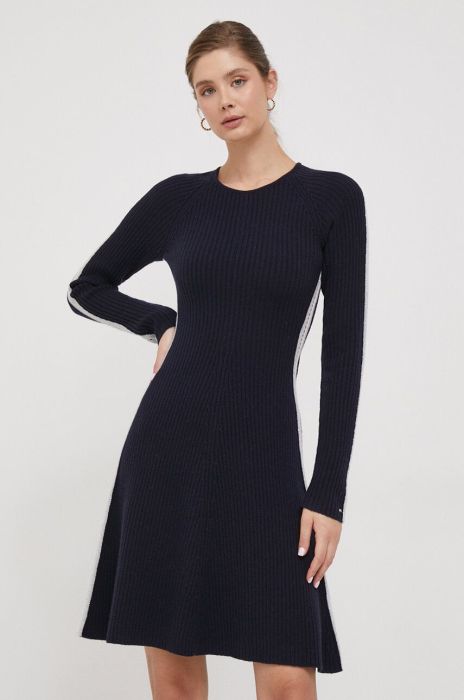 Вовняна сукня Tommy Hilfiger колір синій mini розкльошена