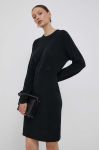 Вовняна сукня Tommy Hilfiger колір чорний mini oversize Вовняна сукня Tommy Hilfiger колір чорний mini oversize
