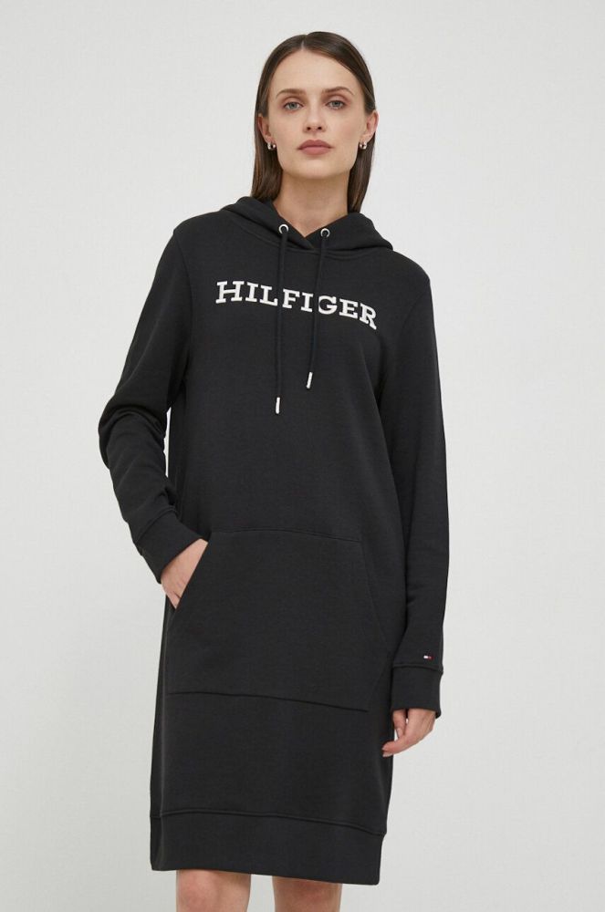 Бавовняна сукня Tommy Hilfiger колір чорний mini oversize