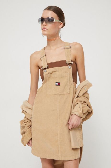 Сукня Tommy Jeans колір бежевий mini пряма