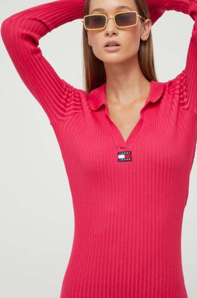 Сукня Tommy Jeans колір рожевий mini облягаюча (3510407) фото 4