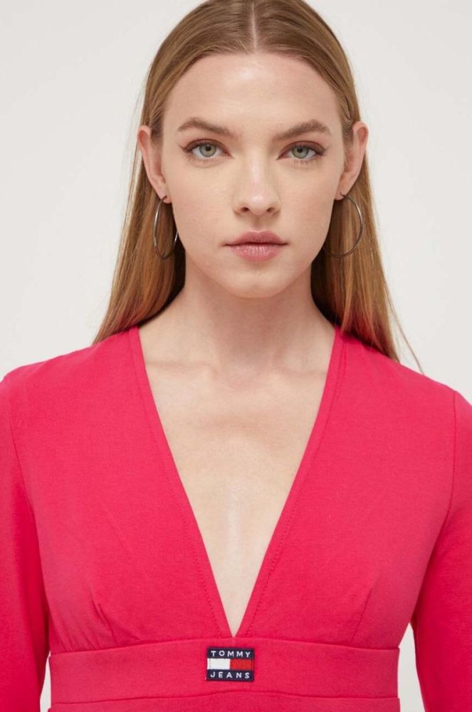 Сукня Tommy Jeans колір рожевий mini розкльошена (3512615) фото 4