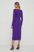 Сукня Lauren Ralph Lauren колір фіолетовий midi облягаюча