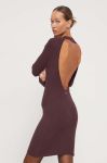 Сукня з домішкою льону Superdry колір бордовий mini облягаюча