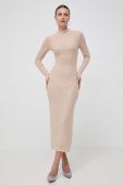 Сукня Bardot колір бежевий maxi облягаюча (3558568)