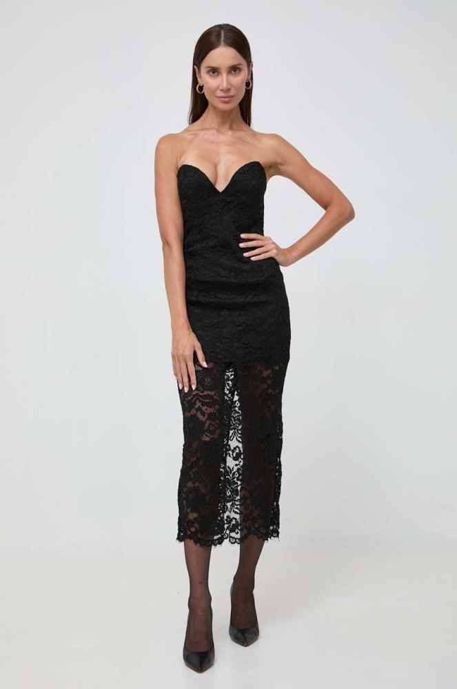 Сукня Bardot колір чорний midi облягаюча (3575870)