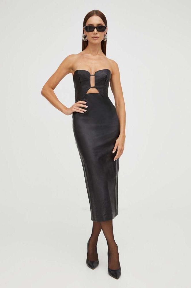 Сукня Bardot колір чорний mini облягаюча (3568470)