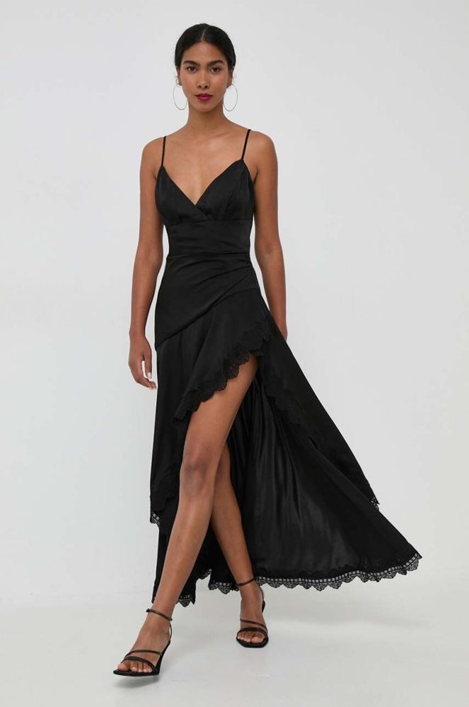 Сукня Bardot колір чорний mini розкльошена (3578460)