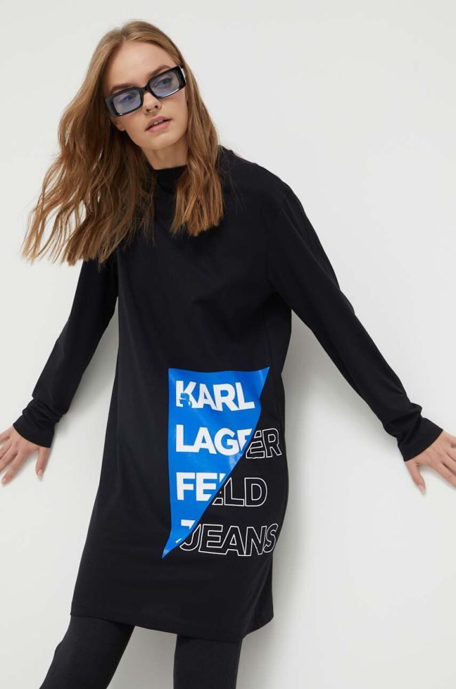 Бавовняна сукня Karl Lagerfeld Jeans колір чорний mini облягаюча