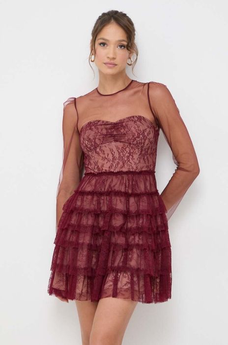 Сукня Twinset колір бордовий maxi розкльошена (3635322)