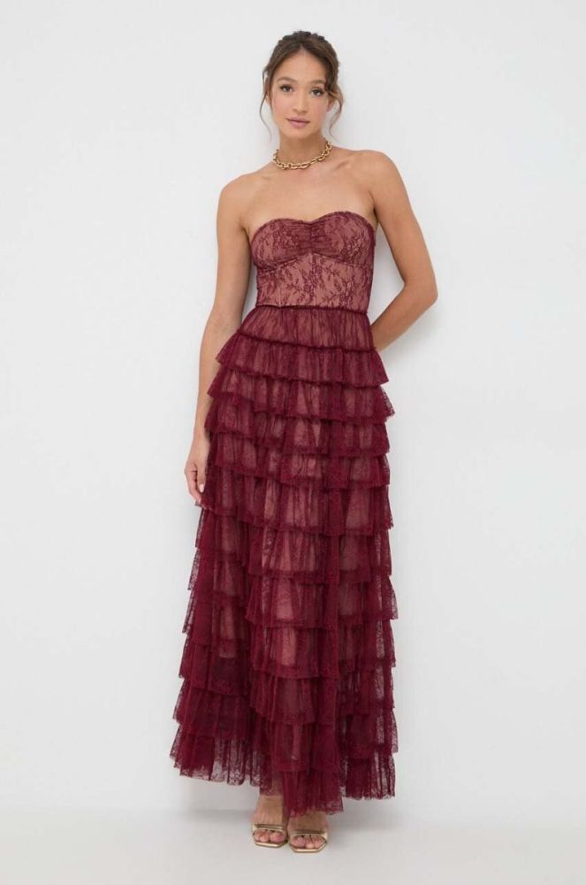 Сукня Twinset колір бордовий maxi розкльошена (3635344) фото 3