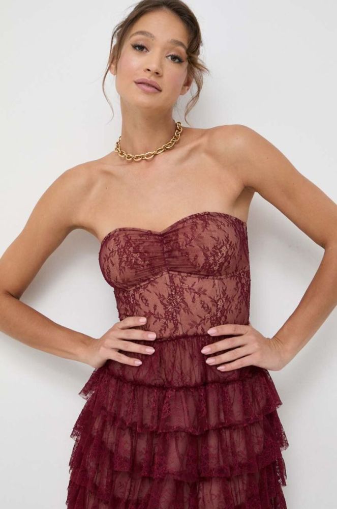 Сукня Twinset колір бордовий maxi розкльошена (3635344) фото 4