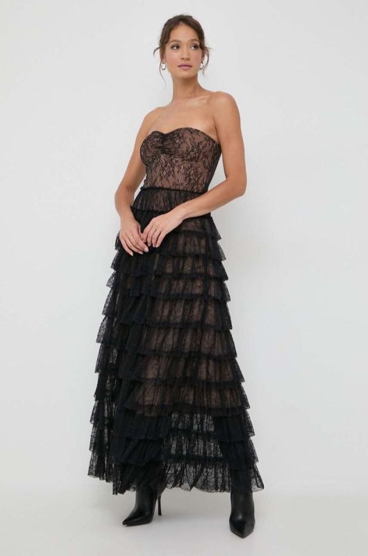 Сукня Twinset колір чорний maxi розкльошена (3635339)