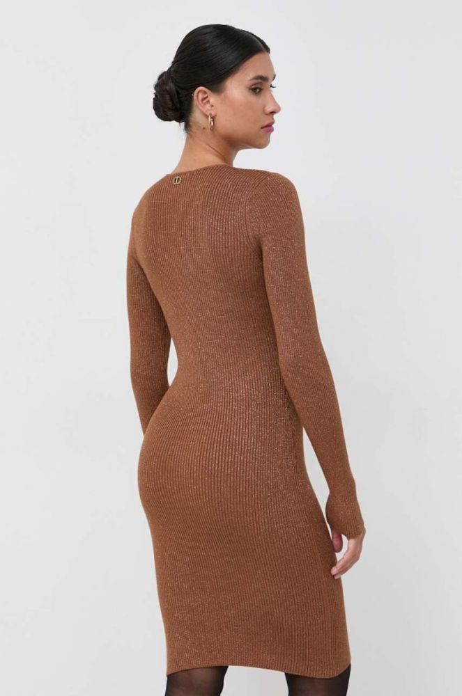 Сукня Twinset колір коричневий mini облягаюча фото 3