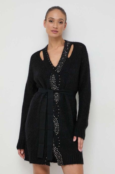 Вовняна сукня Twinset колір чорний mini oversize