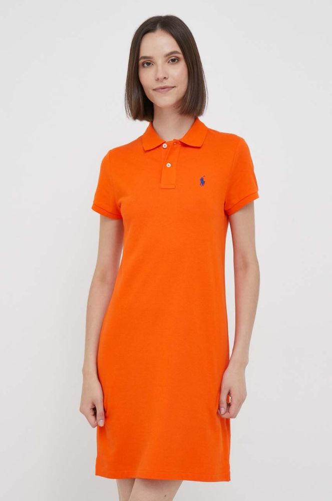Бавовняна сукня Polo Ralph Lauren колір помаранчевий mini пряма