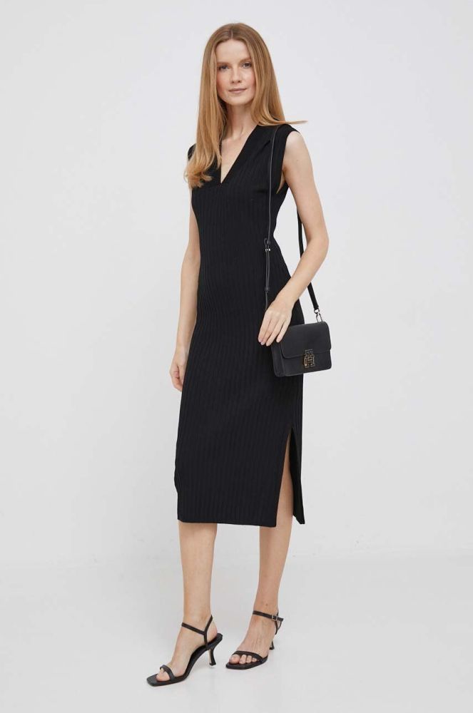 Сукня Dkny колір чорний midi пряма (3477962)