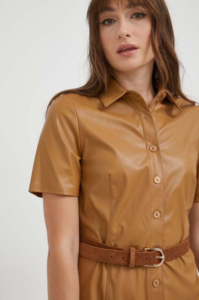 Сукня Dkny колір коричневий midi пряма фото 4