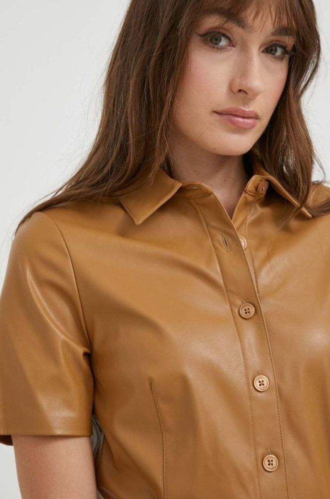 Сукня Dkny колір коричневий midi пряма фото 5