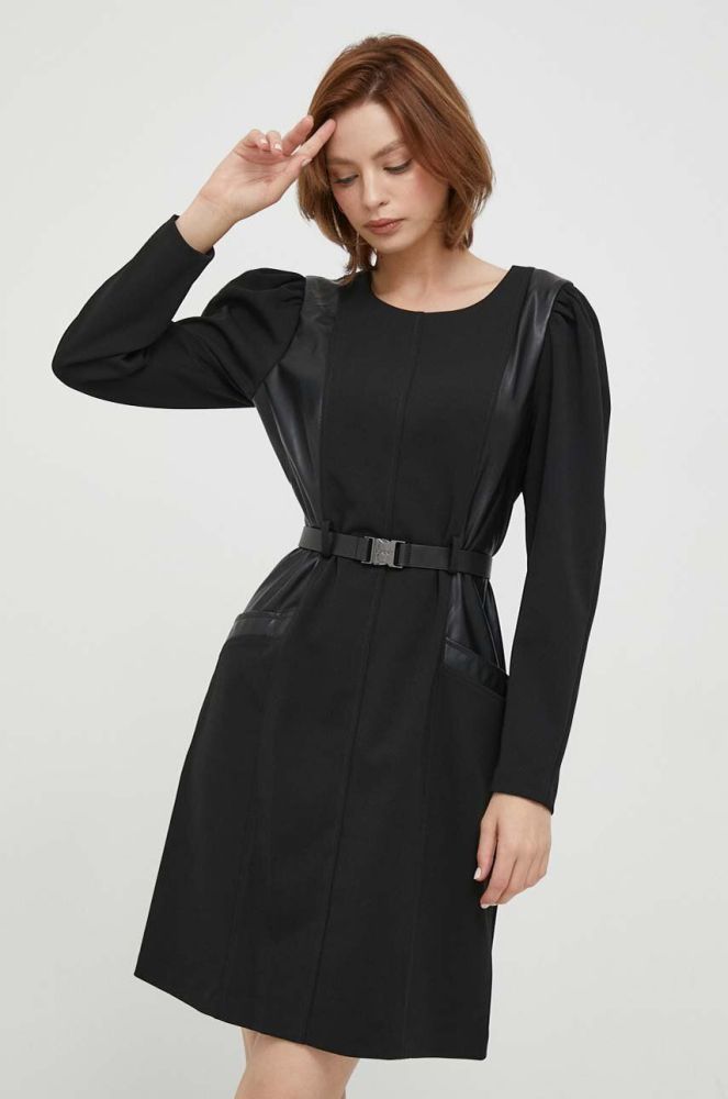 Сукня Dkny колір чорний mini розкльошена (3598639)