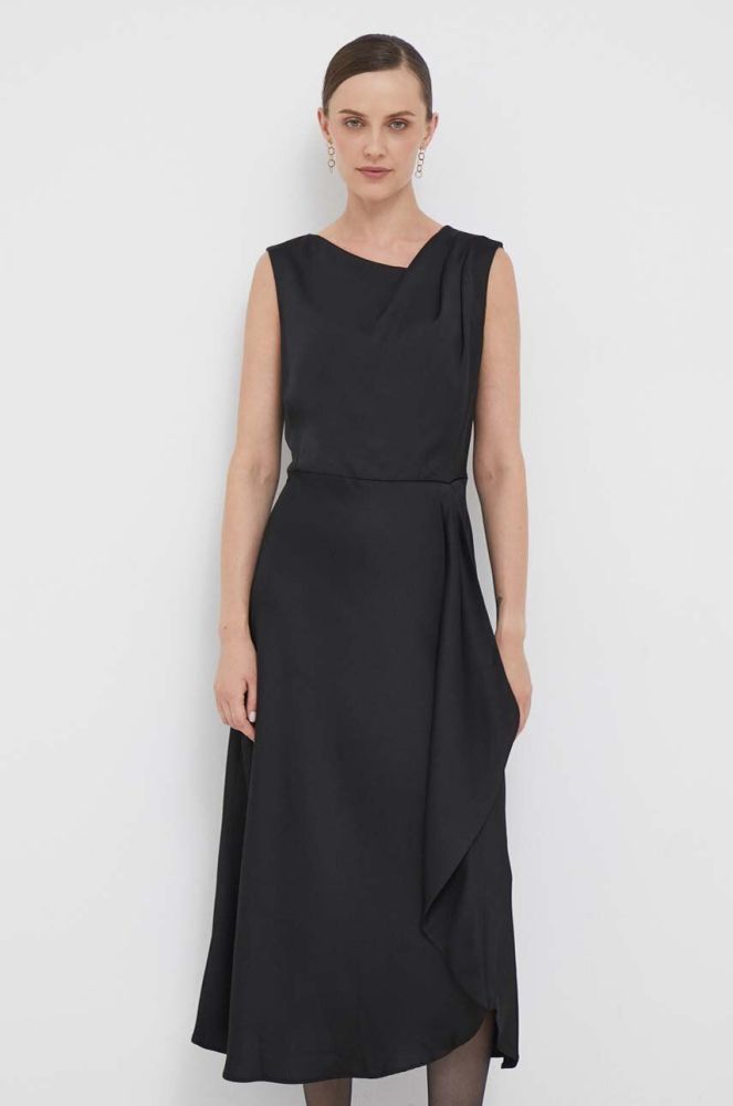 Сукня Dkny колір чорний midi розкльошена (3463633)