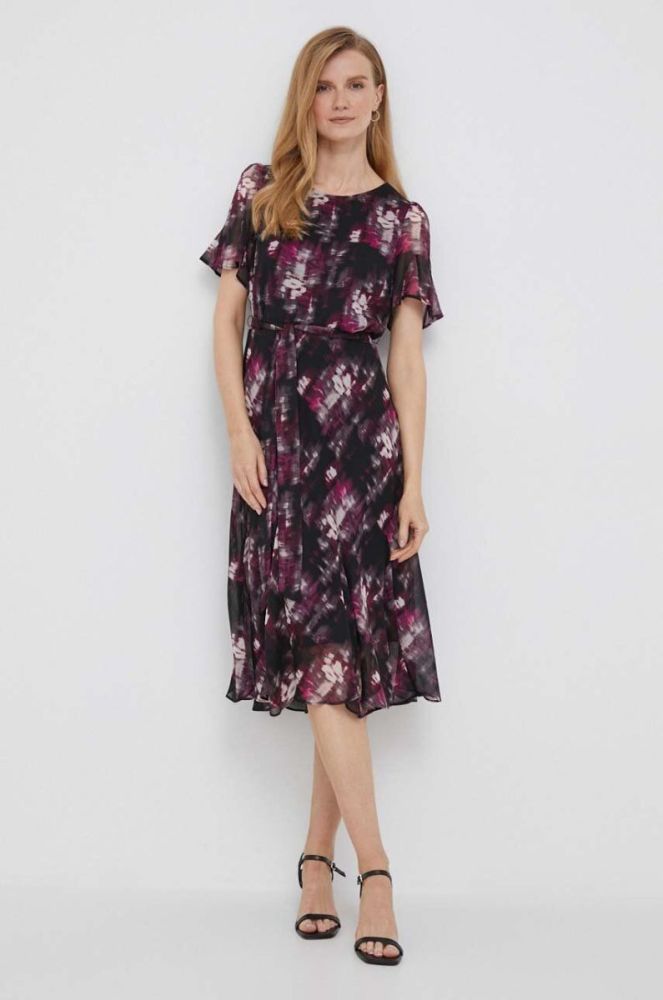 Сукня Dkny колір фіолетовий midi розкльошена (3471420) фото 2