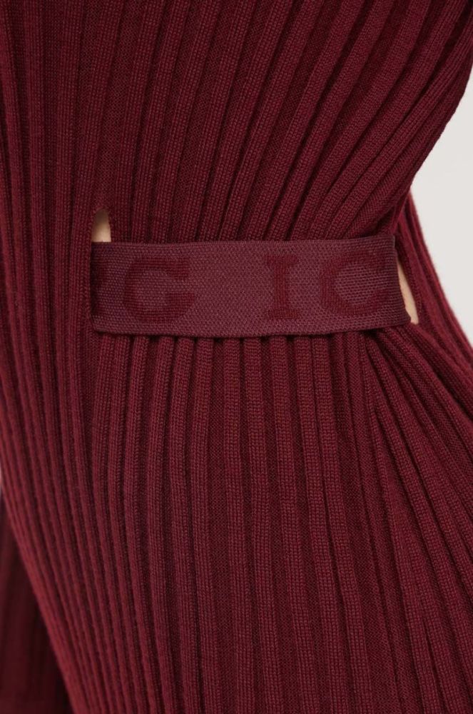 Сукня з домішкою вовни Iceberg колір бордовий midi пряма фото 5