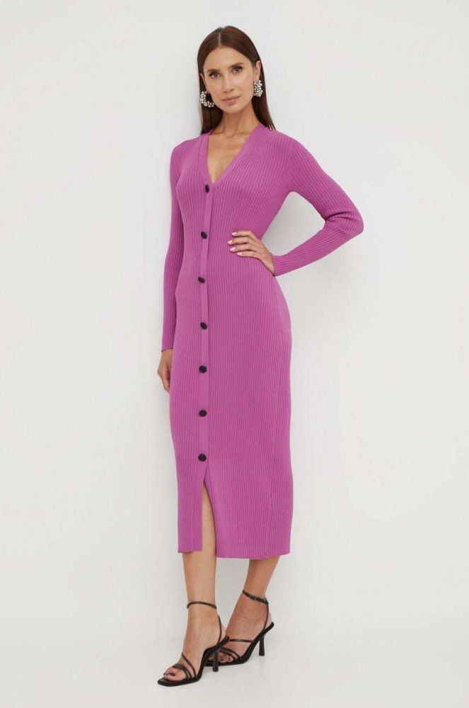 Сукня Karl Lagerfeld колір фіолетовий midi облягаюча