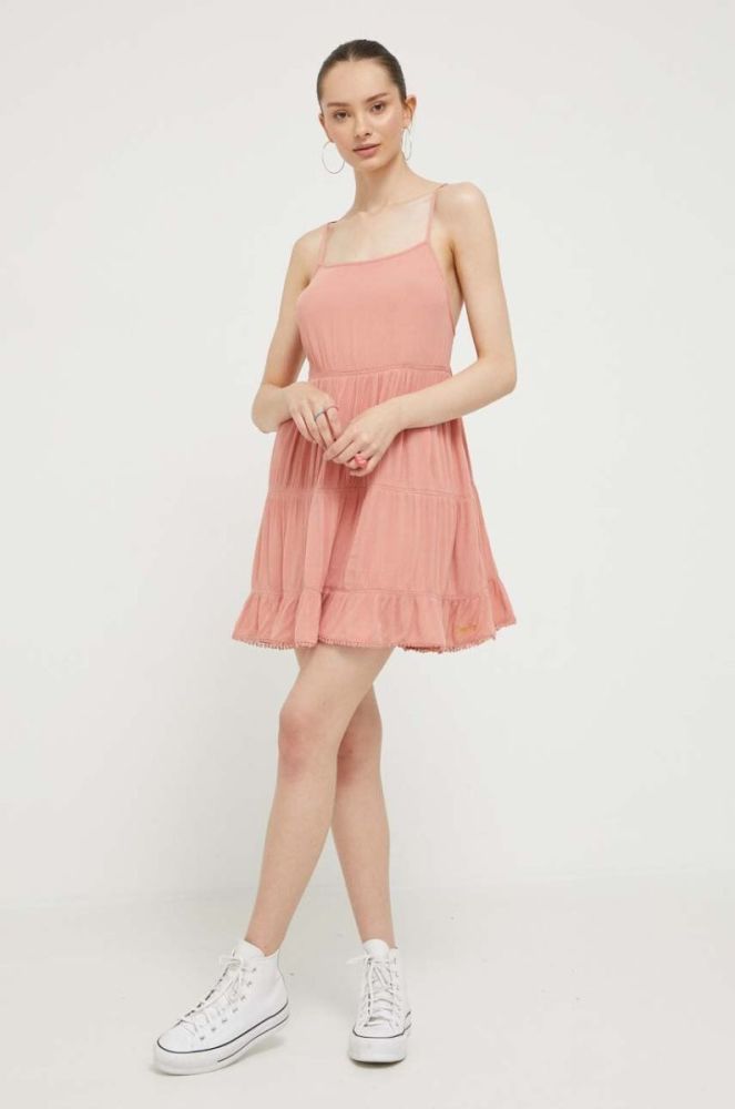 Сукня Superdry колір рожевий mini розкльошена фото 2