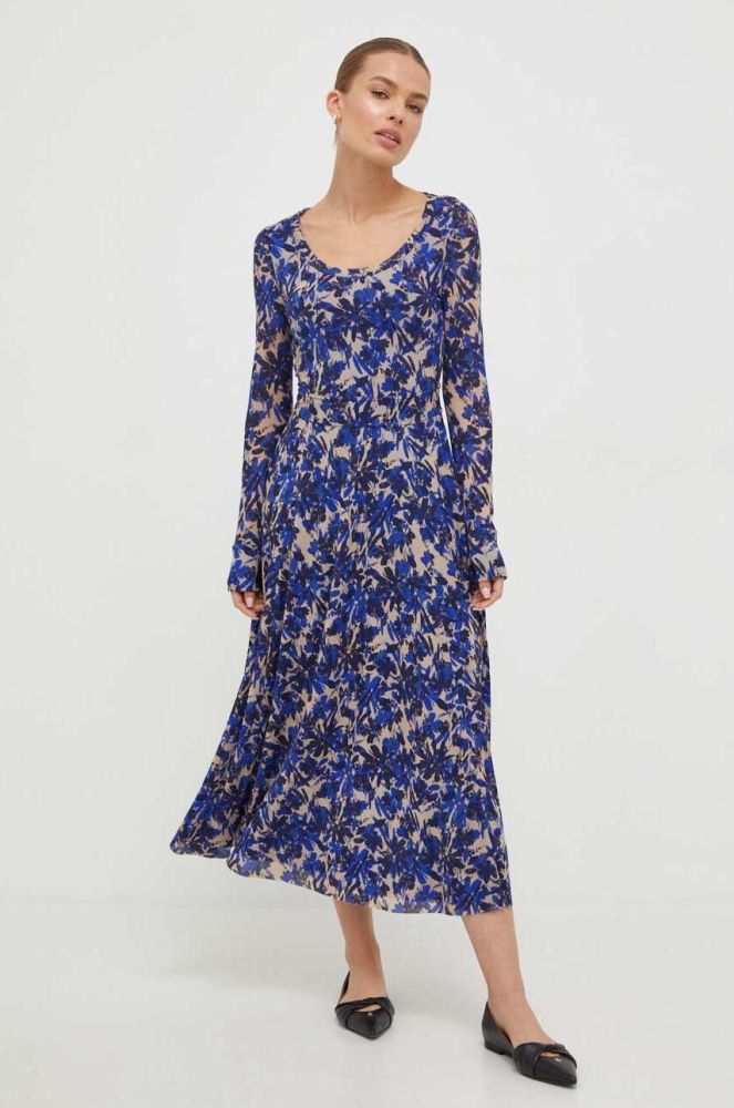 Сукня MAX&Co. колір синій midi розкльошена (3622287)