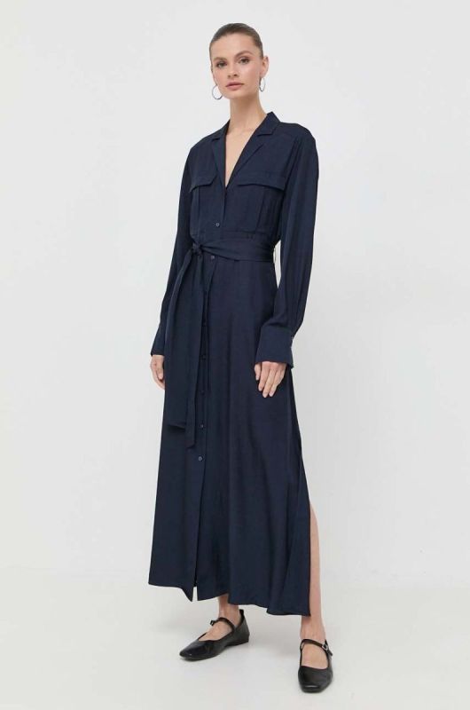 Сукня Ivy Oak колір синій maxi розкльошена