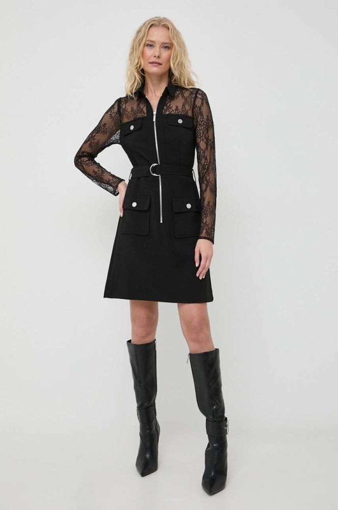 Сукня Morgan колір чорний mini облягаюча (3679197)