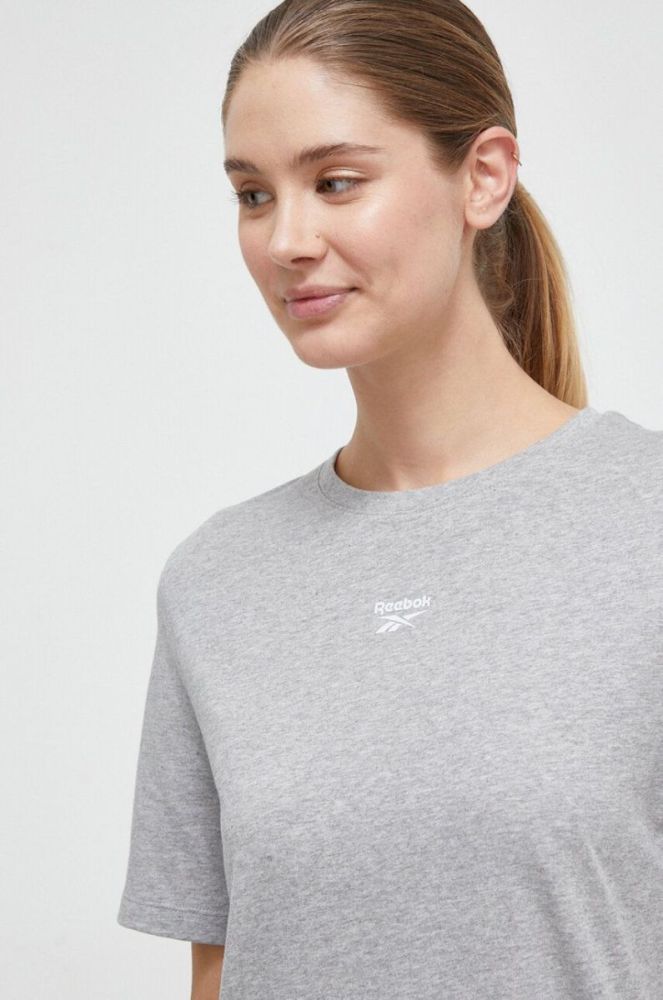 Бавовняна сукня Reebok колір сірий mini пряма фото 4